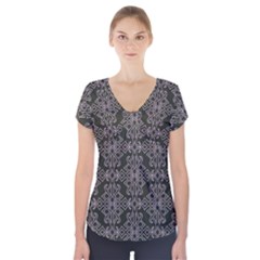 Line Geometry Pattern Geometric Short Sleeve Front Detail Top