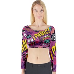 Panic Pattern Long Sleeve Crop Top