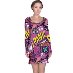 Panic Pattern Long Sleeve Nightdress