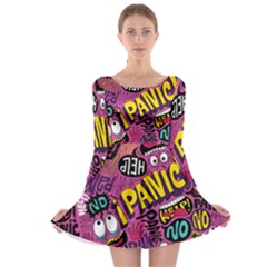 Panic Pattern Long Sleeve Skater Dress