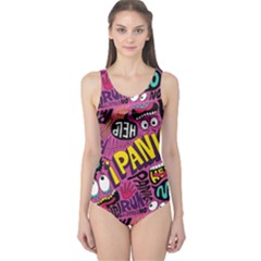 Panic Pattern One Piece Swimsuit
