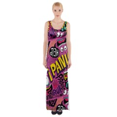 Panic Pattern Maxi Thigh Split Dress