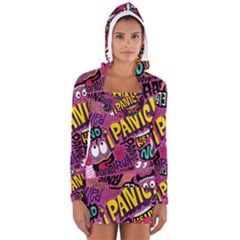 Panic Pattern Women s Long Sleeve Hooded T-shirt