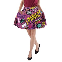Panic Pattern A-Line Pocket Skirt