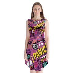 Panic Pattern Sleeveless Chiffon Dress  