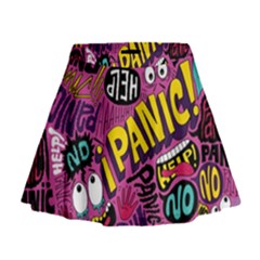 Panic Pattern Mini Flare Skirt
