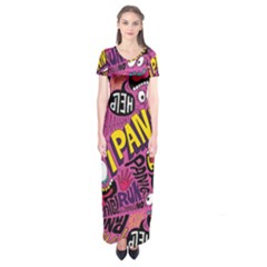 Panic Pattern Short Sleeve Maxi Dress