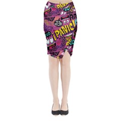 Panic Pattern Midi Wrap Pencil Skirt