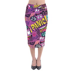 Panic Pattern Velvet Midi Pencil Skirt