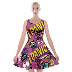 Panic Pattern Velvet Skater Dress