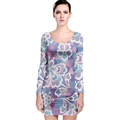 Cute Colorful Nenuphar Flower Long Sleeve Bodycon Dress by Brittlevirginclothing