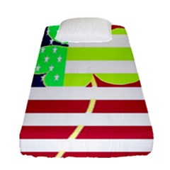 Usa Ireland American Flag Shamrock Irish Funny St Patrick Country Flag  Fitted Sheet (single Size) by yoursparklingshop