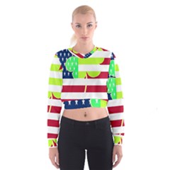 Usa Ireland American Flag Shamrock Irish Funny St Patrick Country Flag  Women s Cropped Sweatshirt by yoursparklingshop