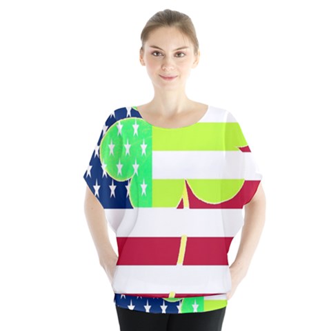 Usa Ireland American Flag Shamrock Irish Funny St Patrick Country Flag  Blouse by yoursparklingshop