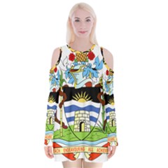 Coat Of Arms Of Antigua And Barbuda Velvet Long Sleeve Shoulder Cutout Dress by abbeyz71