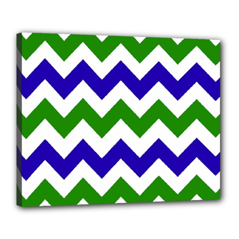 Blue And Green Chevron Canvas 20  x 16 