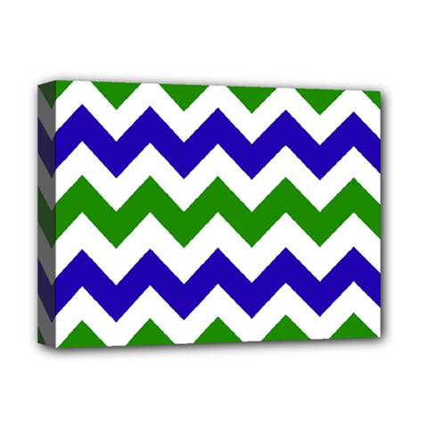 Blue And Green Chevron Deluxe Canvas 16  x 12  