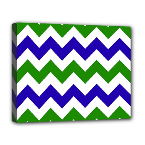 Blue And Green Chevron Deluxe Canvas 20  x 16  