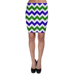 Blue And Green Chevron Bodycon Skirt