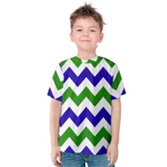 Blue And Green Chevron Kids  Cotton Tee