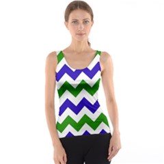 Blue And Green Chevron Tank Top