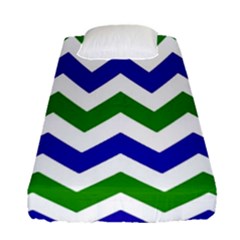 Blue And Green Chevron Fitted Sheet (Single Size)
