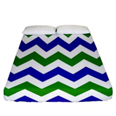 Blue And Green Chevron Fitted Sheet (California King Size)
