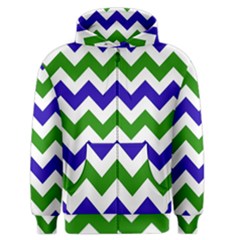 Blue And Green Chevron Men s Zipper Hoodie