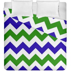 Blue And Green Chevron Duvet Cover Double Side (King Size)