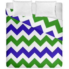 Blue And Green Chevron Duvet Cover Double Side (California King Size)