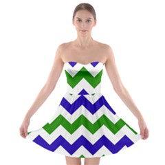 Blue And Green Chevron Strapless Bra Top Dress