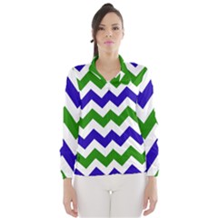 Blue And Green Chevron Wind Breaker (Women)