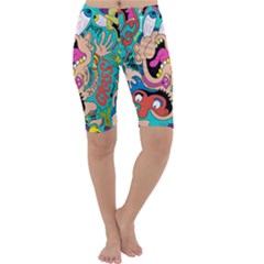 Cartoons Funny Face Patten Cropped Leggings 