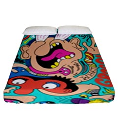 Cartoons Funny Face Patten Fitted Sheet (King Size)