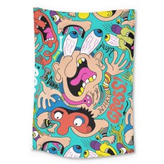 Cartoons Funny Face Patten Large Tapestry