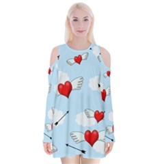 Love Hunting Velvet Long Sleeve Shoulder Cutout Dress by Valentinaart