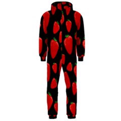Strawberries Pattern Hooded Jumpsuit (men)  by Valentinaart