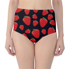 Strawberries Pattern High-waist Bikini Bottoms by Valentinaart