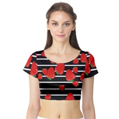 Strawberries  Short Sleeve Crop Top (tight Fit) by Valentinaart