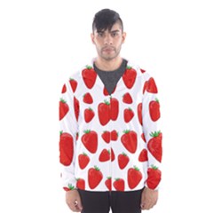 Decorative Strawberries Pattern Hooded Wind Breaker (men) by Valentinaart