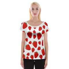 Decorative Strawberries Pattern Women s Cap Sleeve Top by Valentinaart