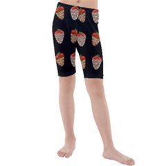 Chocolate Strawberies Kids  Mid Length Swim Shorts