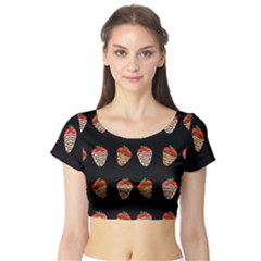 Chocolate Strawberies Short Sleeve Crop Top (tight Fit) by Valentinaart