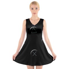 Joystick  V-neck Sleeveless Skater Dress by Valentinaart