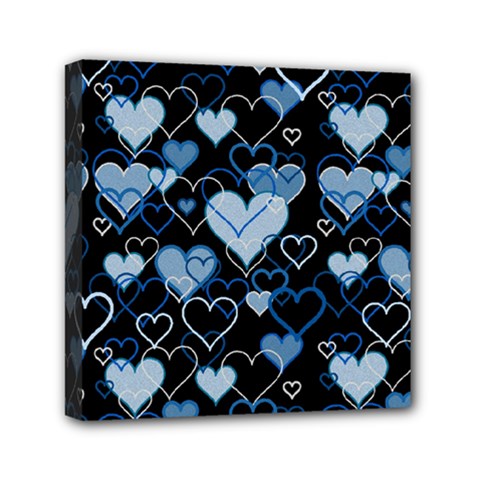 Blue Harts Pattern Mini Canvas 6  X 6  by Valentinaart