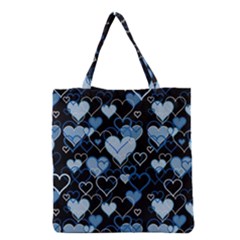 Blue Harts Pattern Grocery Tote Bag by Valentinaart