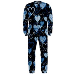 Blue Harts Pattern Onepiece Jumpsuit (men)  by Valentinaart