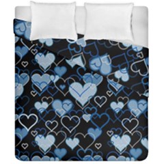 Blue Harts Pattern Duvet Cover Double Side (california King Size)