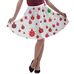 Beetle Animals Red Green Fly A-line Skater Skirt by Amaryn4rt