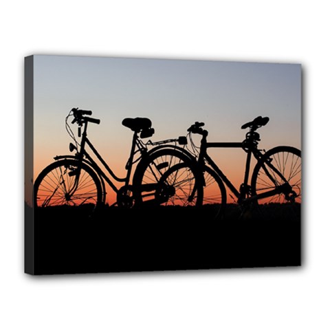 Bicycles Wheel Sunset Love Romance Canvas 16  X 12 